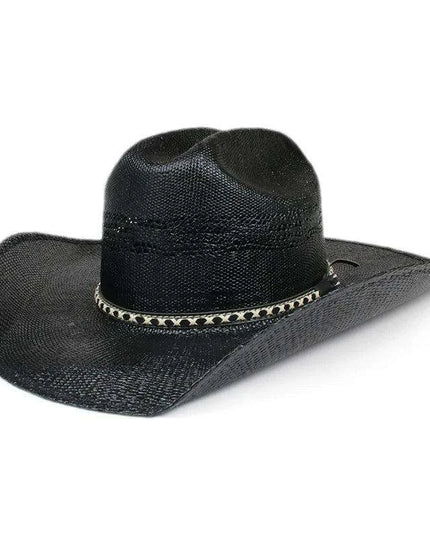 Unisex Wide Brim Hollow Straw Cowboy & Cowgirl Sun Hat - Adjustable Fit 55-61cm