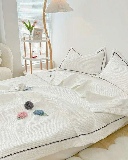 Elegant French-Style Summer Quilt Set with Bubble Yarn - Skin-Friendly