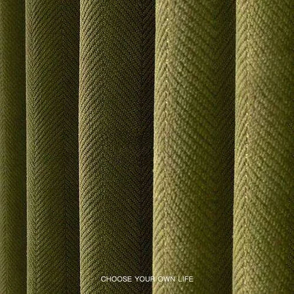 Olive Green Herringbone Luxe Blackout Drapes for Elegant Homes