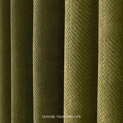 Olive Green Herringbone Luxe Blackout Drapes for Elegant Homes