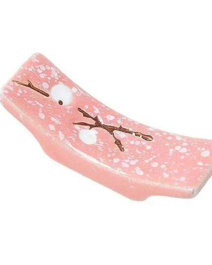 Elegant Japanese Plum Blossom Ceramic Chopstick Rest for Stylish Dining
