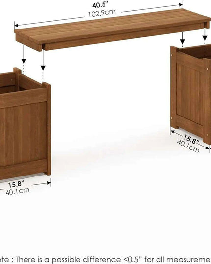 Tioman Hardwood Garden Bench Planter - Stylish Outdoor Seating and Flower Box Combination