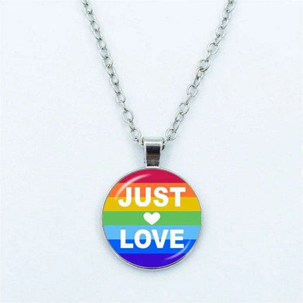 Vibrant Customizable Rainbow Glass Pendant Necklace for Love and Pride Celebration