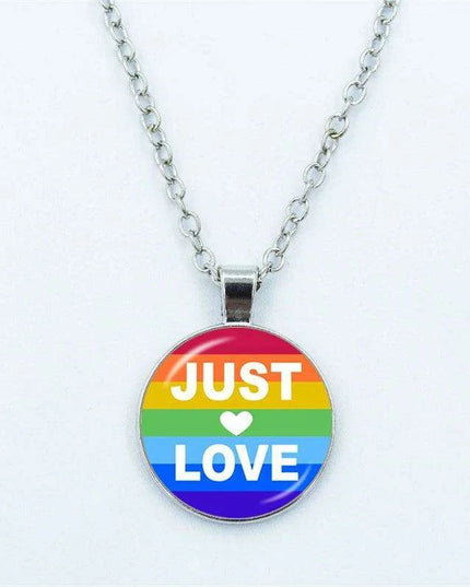 Vibrant Customizable Rainbow Glass Pendant Necklace for Love and Pride Celebration