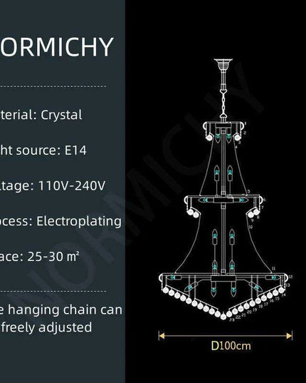 Opulent Chrome Crystal Chandelier - Elegant Lighting Solution for Luxury Hotels, Villas, and High-End Interiors