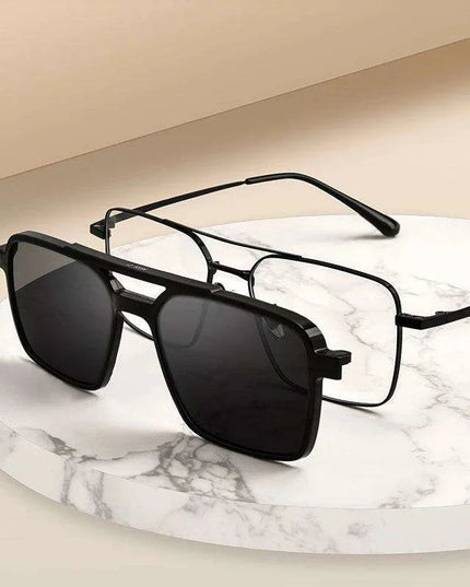 Sleek Polarized Titanium Clip-On Aviator Shades