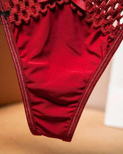 Elegant Women's Low Rise Ice Silk Thong with Chic Ribbons - Fashionable & Sporty Underwear