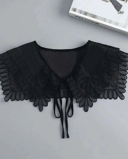 Embroidered Lace Detachable Collar for Women - Elegant White Shawl Accessory