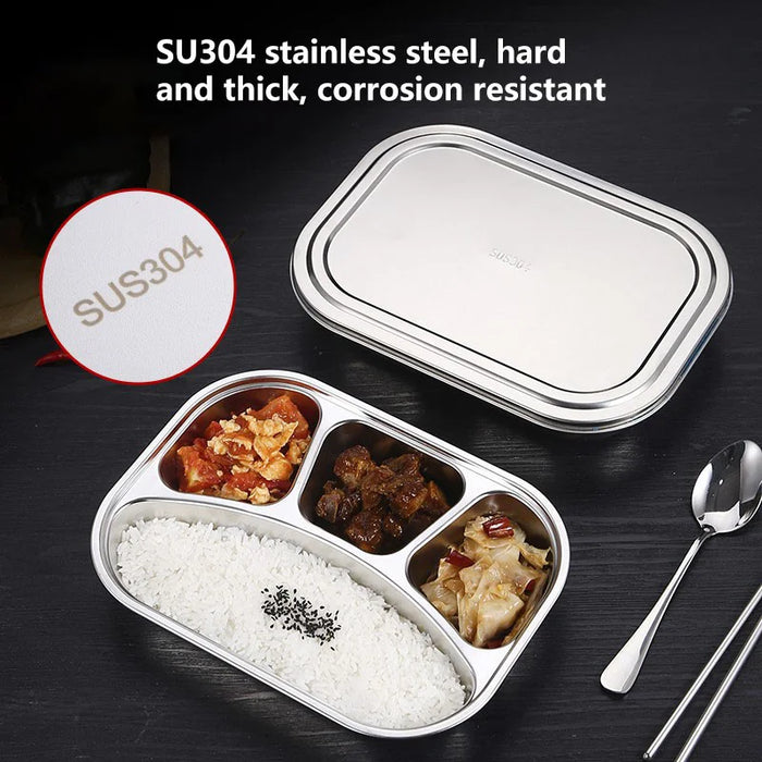 Durable Stainless Steel Lunch Plate with Convenient Multi-Compartment Design