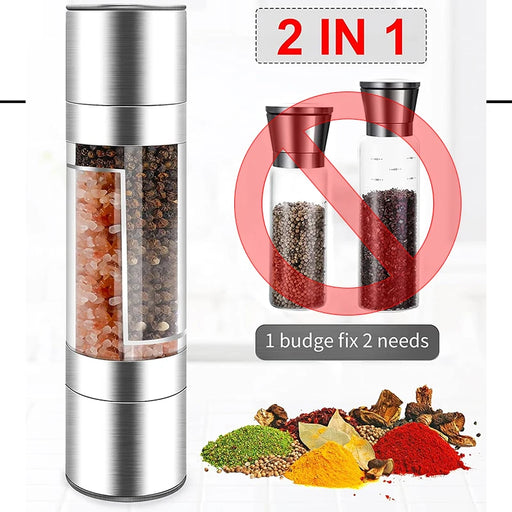Adjustable 2-in-1 Salt and Pepper Grinder with Ceramic Grinding Mechanism