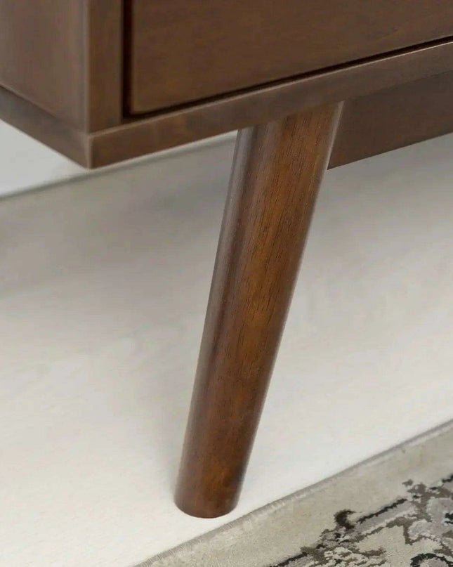 Walnut-Enhanced 60" Mid-Century Modern Entertainment Center with Storage Drawers and Cabinet