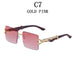 Retro Rimless Sunglasses with Wood Finish and UV Protection