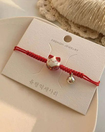 Lucky Cat Beaded Bracelet - Adjustable Harajuku Fashion Statement for Trendy Girls