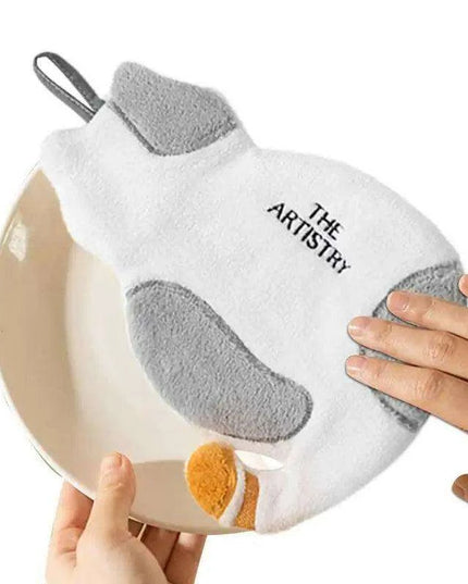 Adorable Cat-Themed Quick-Dry Coral Fleece Towel Set - Plush Hand Towel Essentials