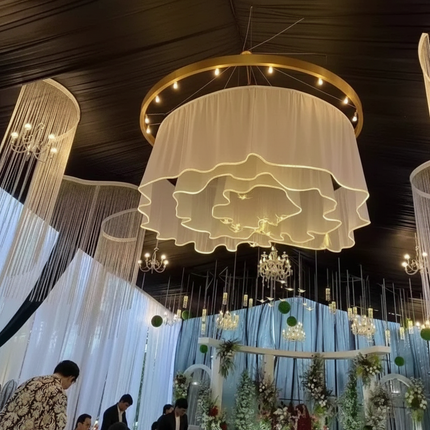 LED Wave Gauze Curtain with String Lights