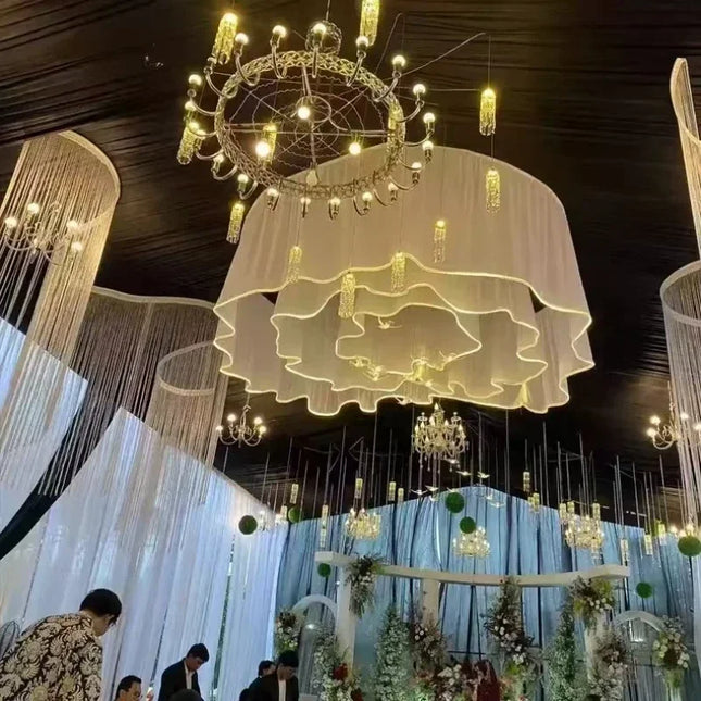 LED Wave Gauze Curtain with String Lights