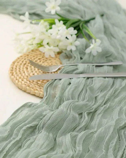 Charming Rustic Cotton Cheesecloth Table Runner Collection - Set of 10