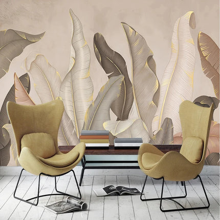Très Elite Elegant Banana Leaf Mural Wallpaper for Living Room & Bedro