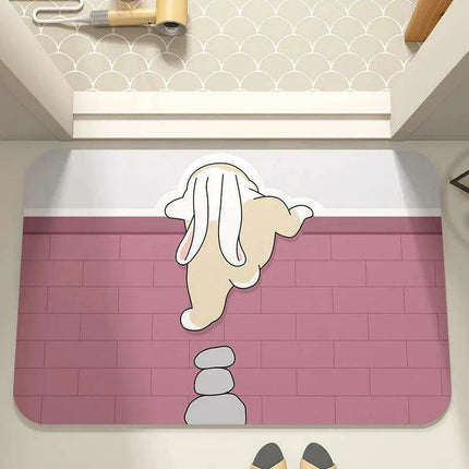 Cartoon-Inspired Diatomite Quick-Drying Bath Mat - Fun and Functional Home Rug