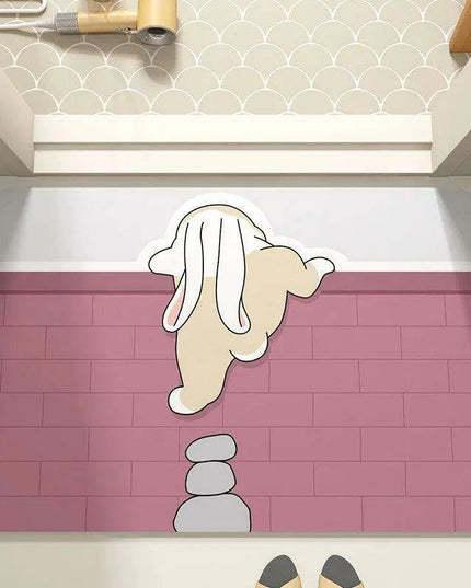 Cartoon-Inspired Diatomite Quick-Drying Bath Mat - Fun and Functional Home Rug