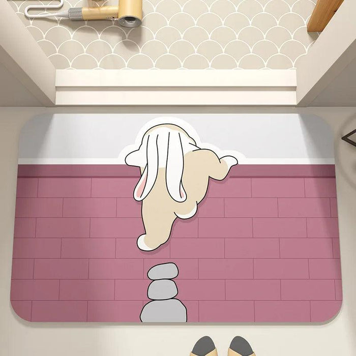 Quick-Drying Cartoon Bath Mat with Vibrant Colors - Premium Water-Absorbent Anti-Slip Rug