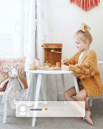 Kids' Artistic Play Wooden Table and Chair Set - Safe Certified Modern Grey Design