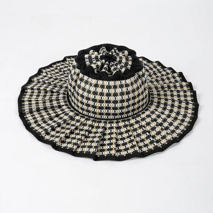 Chic and Practical Foldable Straw Sun Hat with Stylish Belt - Large Brim UV Protection for Outdoor Adventures
