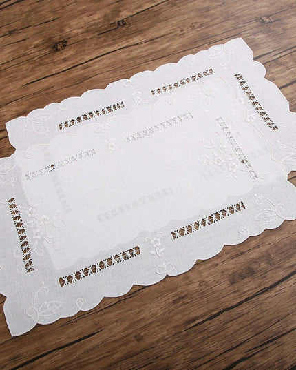 Timeless Vintage Linen Dining Ensemble with Exquisite Embroidery