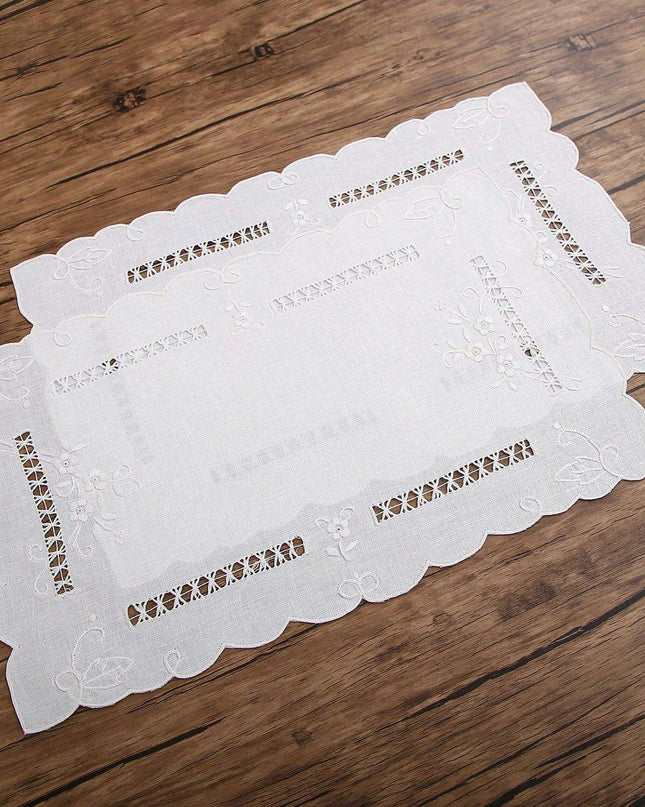 Timeless Vintage Linen Dining Ensemble with Exquisite Embroidery