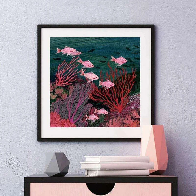 Serene Coral Reef Watercolor Fish Print - Ocean-Inspired Home Decor