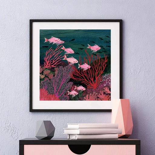 Ocean Serenity Coral Reef Art Print - Coastal Bathroom Decor