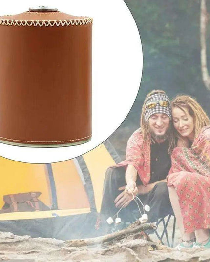 Retro Chic Leather Gas Can Cover - Stylish Air Bottle Protector