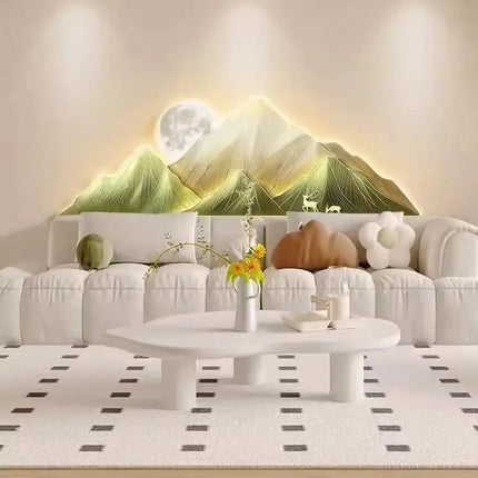 Cream Style Mountain Painting Wall Lamp | High-End Decorative Sconce