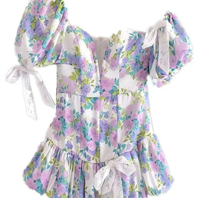 Chic Floral One-Shoulder Mini Dress with Vintage Appeal