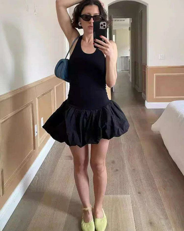 Chic Backless A-Line Black Dress