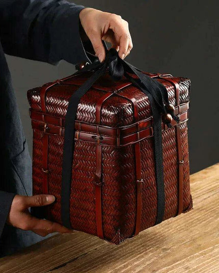 Bamboo Weave Outdoor Tea Ceremony Storage Trunk - Perfect for Nature Lovers