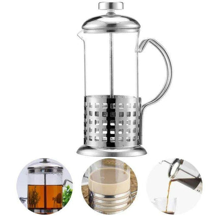 Chic 350ml Stainless Steel and Glass French Press for Ultimate Coffee and Tea Experience