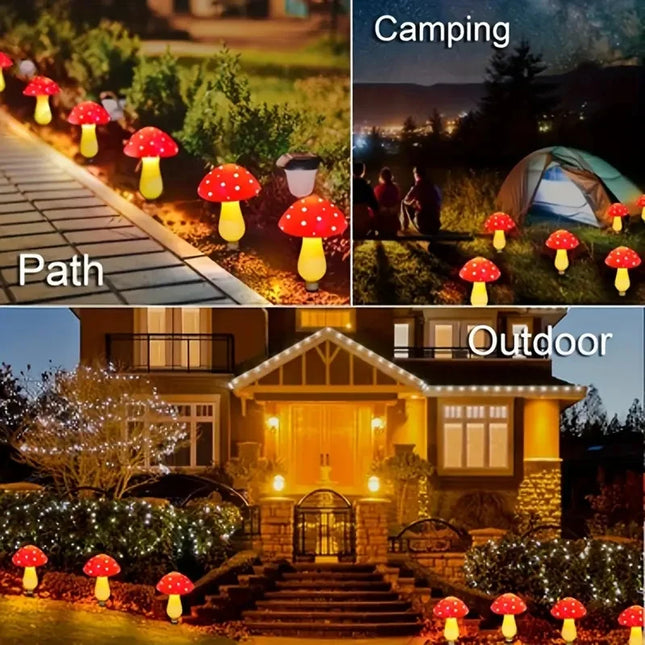 Qe Light Solar Crack Mushroom Garden Lights - Durable ABS, Waterproof
