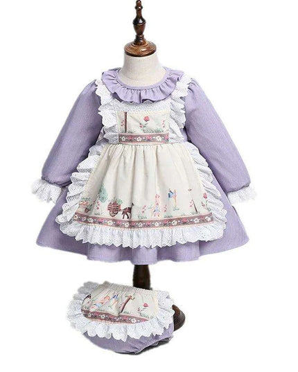 Enchanting 2PCS Vintage Lace Spanish Lolita Princess Dresses for Girls