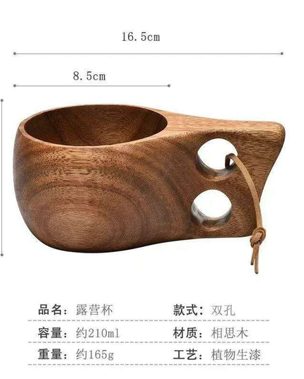 Artisan Acacia Wood Adventure Mug with Stylish Rope Handle - Your Unique Outdoor Drinkware