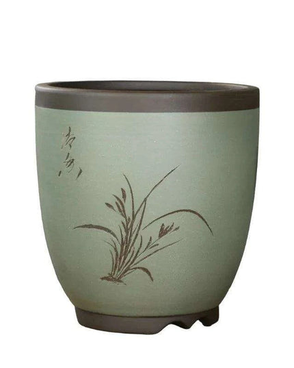 Elegant Purple Sand Bonsai Pot Set for Clivia Plants