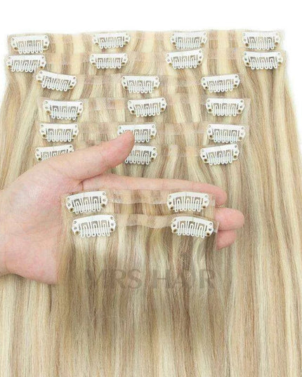 Invisible Seamless Clip-In Human Hair Extensions - 8 Piece Set, 100G/120G, 12-22 Inch Lengths
