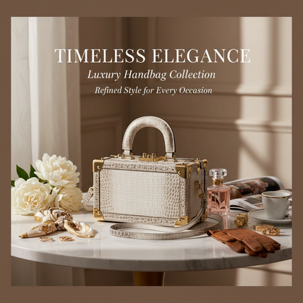 Genuine Leather Box Crossbody Bag — Women’s Shoulder Bag with Gold Hardware