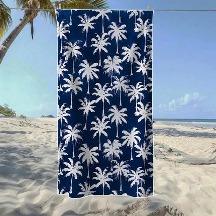 A20MaoX Blue Tone Palm Tree Beach Towel - Soft Quick-Dry Microfiber