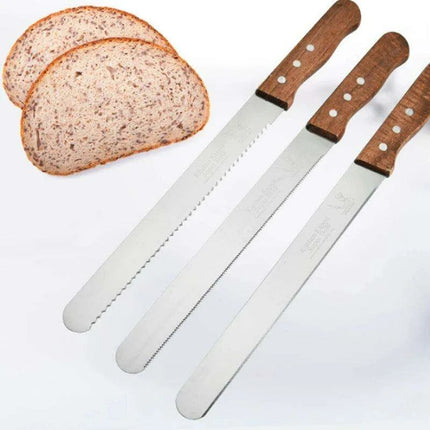 Bakery Master Professional Grade Stainless Steel Bread Slicing Knife Set with Ergonomic Wooden Handles
