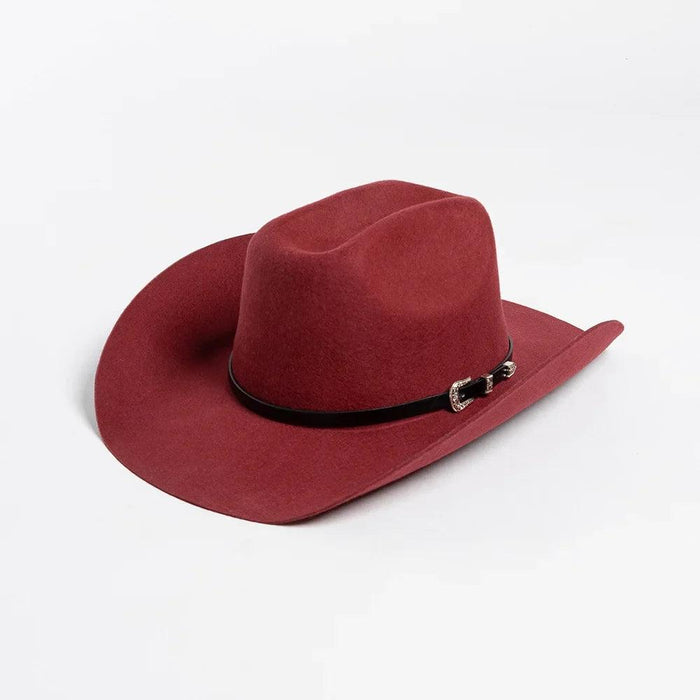 Stylish Women's Wide Brim Wool Cowboy Hat with Buckle Accent - Fall/Winter Collection (M/L Size)