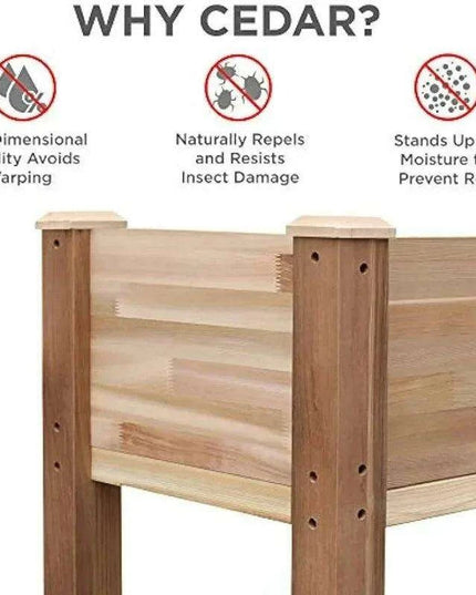 Elevated Canadian Cedar Garden Planter for Herbs, Vegetables, and Flowers