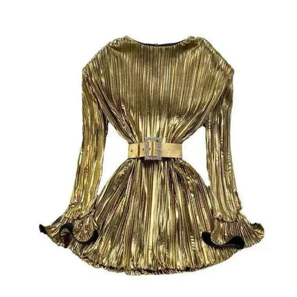 Sophisticated Women's Solid Color Round Neck Wrap Gown