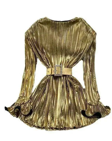 Sophisticated Women's Solid Color Round Neck Wrap Gown