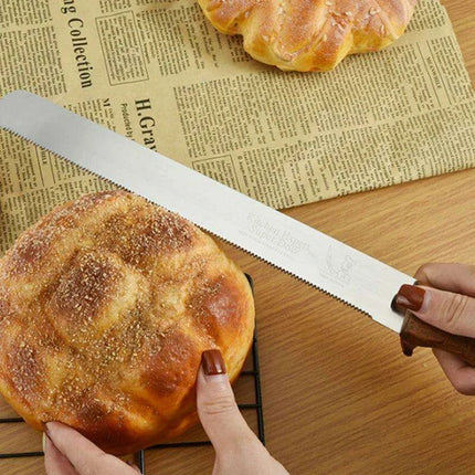 Bakery Master Professional Grade Stainless Steel Bread Slicing Knife Set with Ergonomic Wooden Handles
